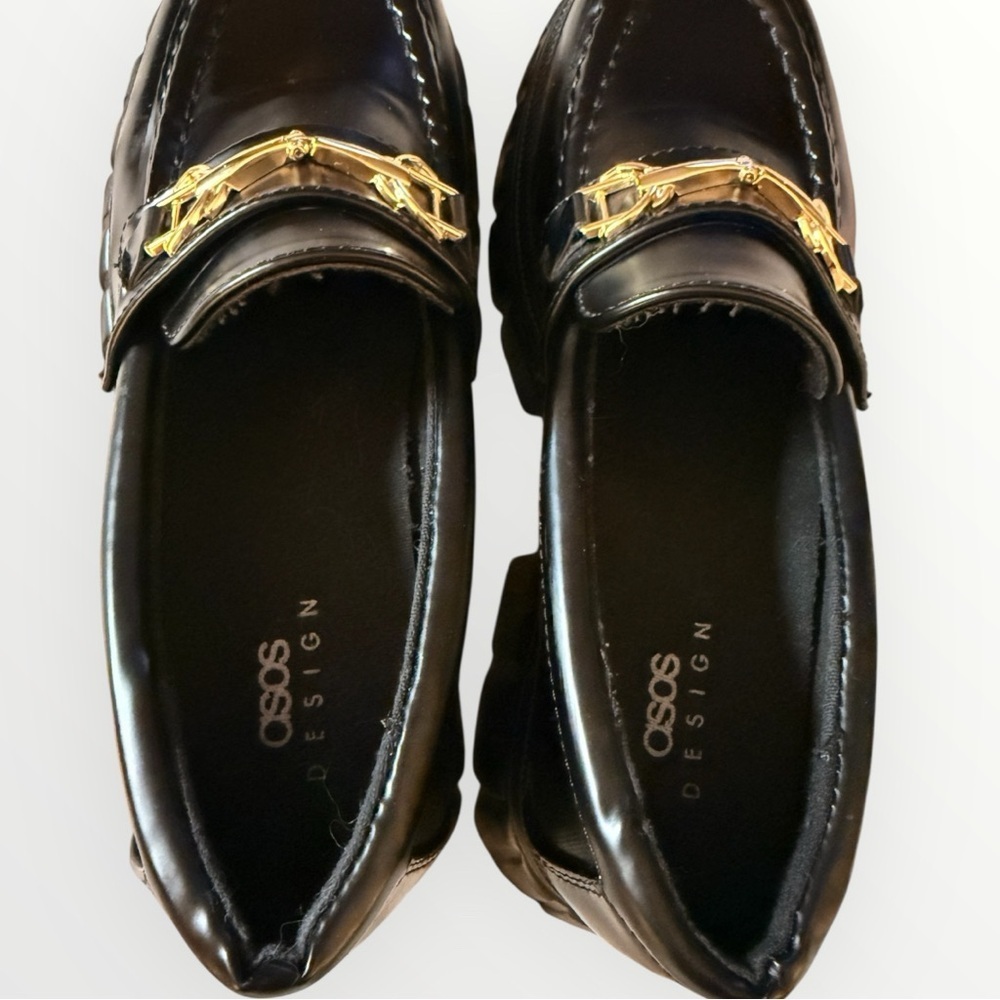 ASOS Black Loafers with Gold Buckle - Picture 7 of 9